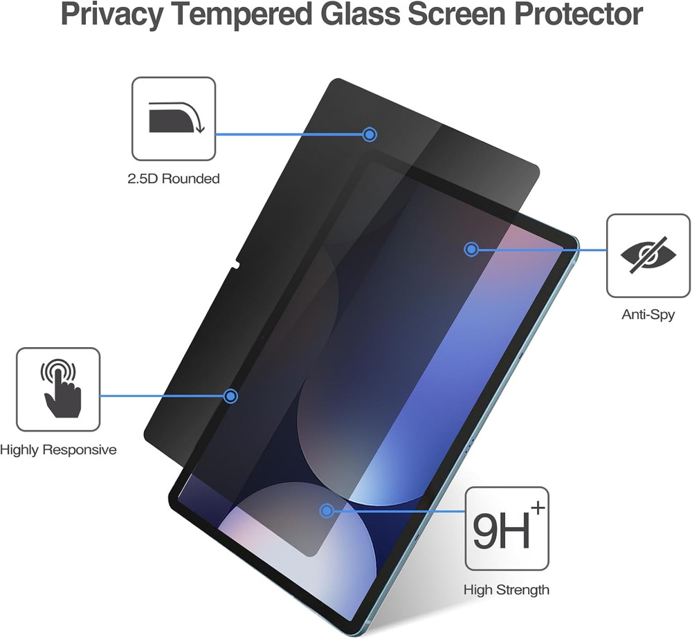 Privacy Screen Protector for Galaxy Tab S10 Plus/S9 FE Plus/ S9 Plus/ S8 Plus/ S