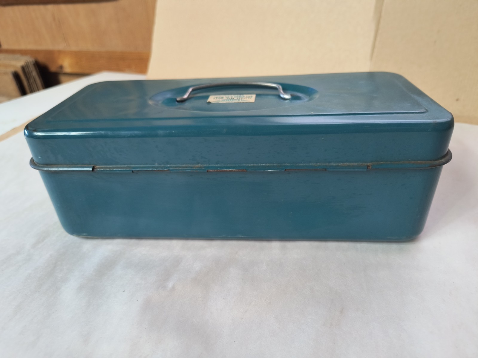 Vintage Union Chests Metal Tool Box Teal Blue Green Model NO 2011