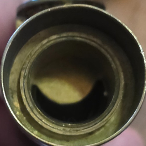 Vintage Solid Brass Irish Bag Shot Black Powder Flask Spout Muzzleloading