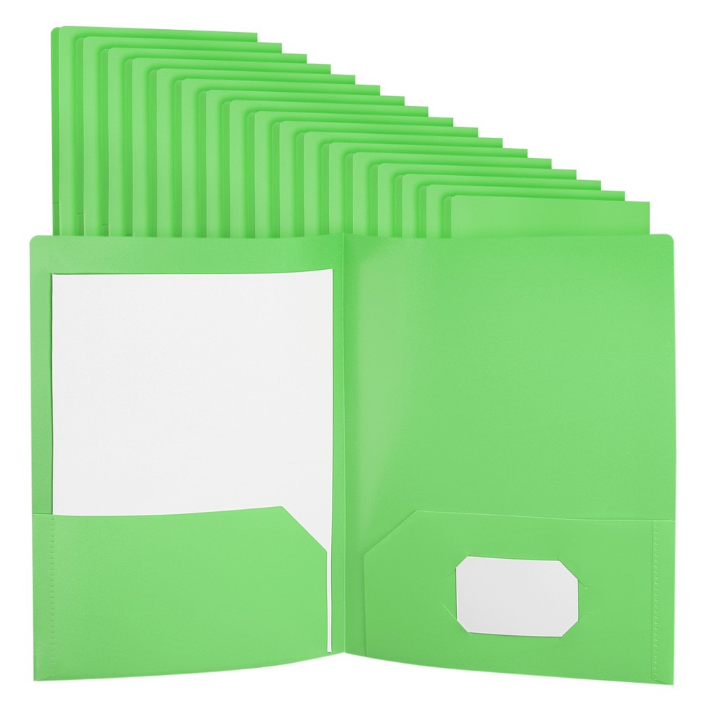 Green Plastic Folder with Pockets, 36 Pack Plastic Pocket Folder