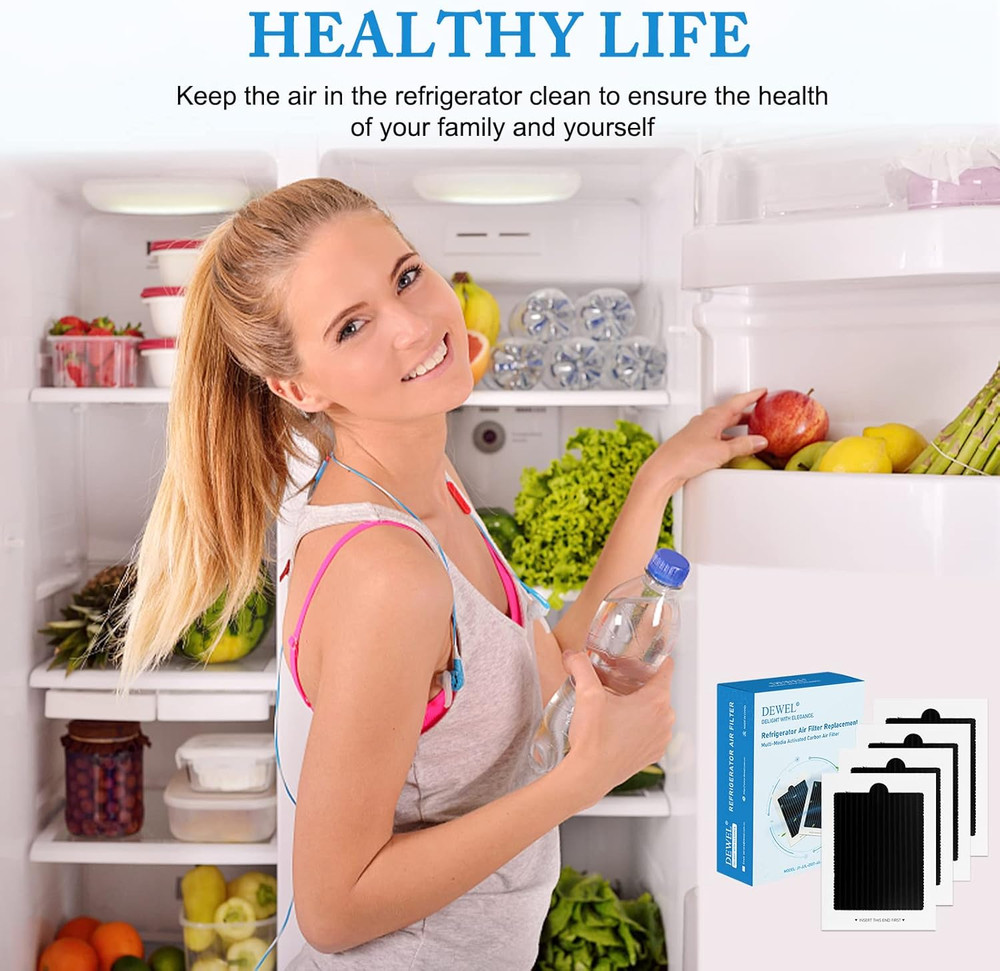 Refrigerator Air Filter Replacement 4 Pack, Carbon Activated Air Filter Compatib