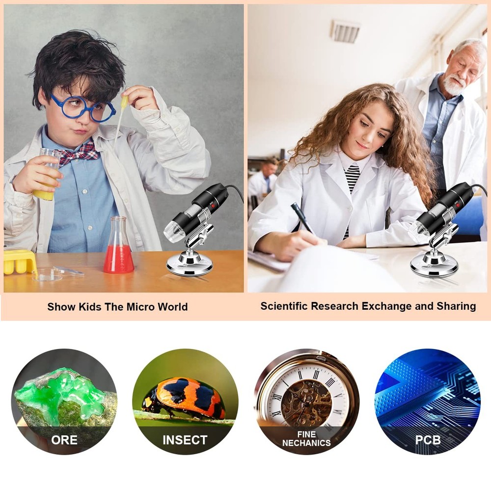 USB Microscope Camera with Stand & Carrying Case, Cainda Digital Microscope C...