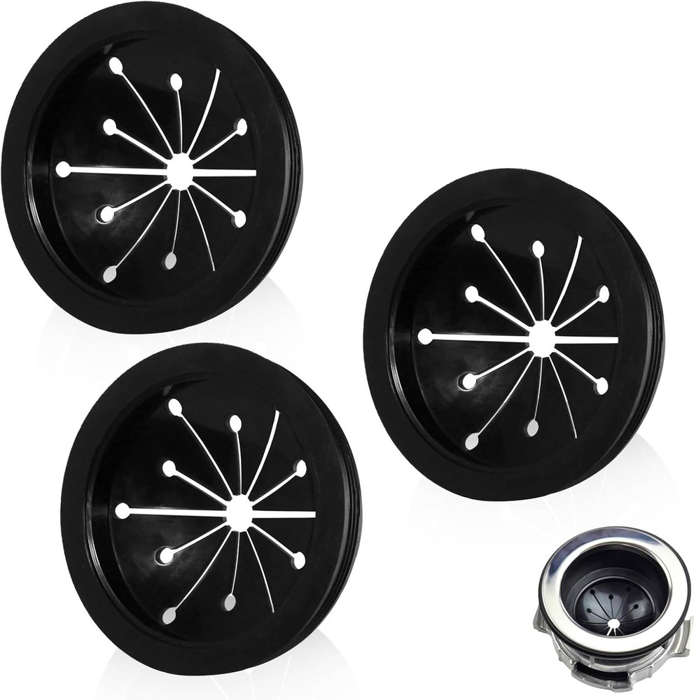 Kitchen Garbage Disposal Rubber Drain Insert,3pcs Black