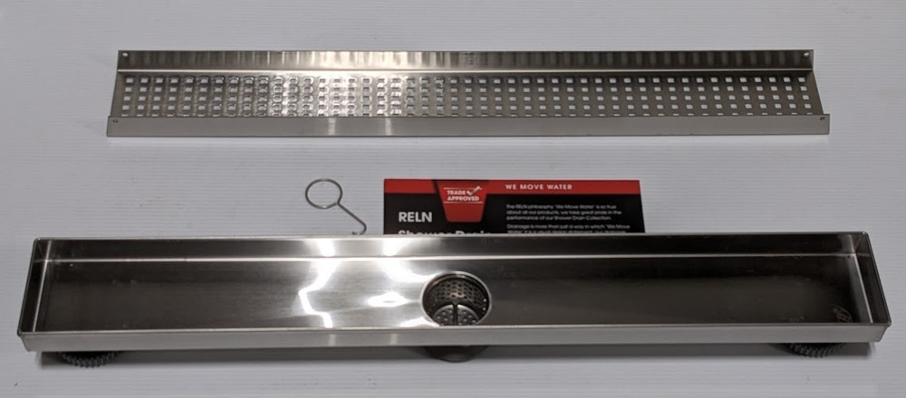 Reln 24" Stainless Steel Linear Shower Drain Grate Square Pattern Drain Cover