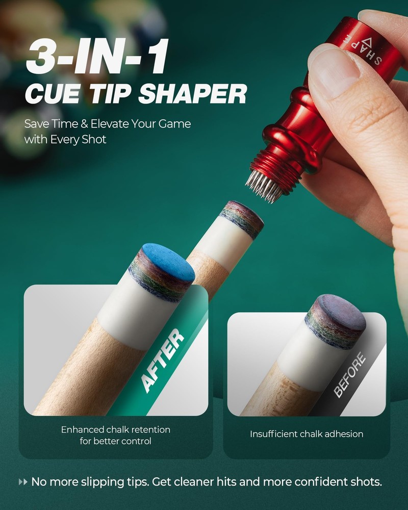 2 PCS Pool Cue Tip Shaper Tools 3in1 Billiard Accessories Kit Kit Assorted