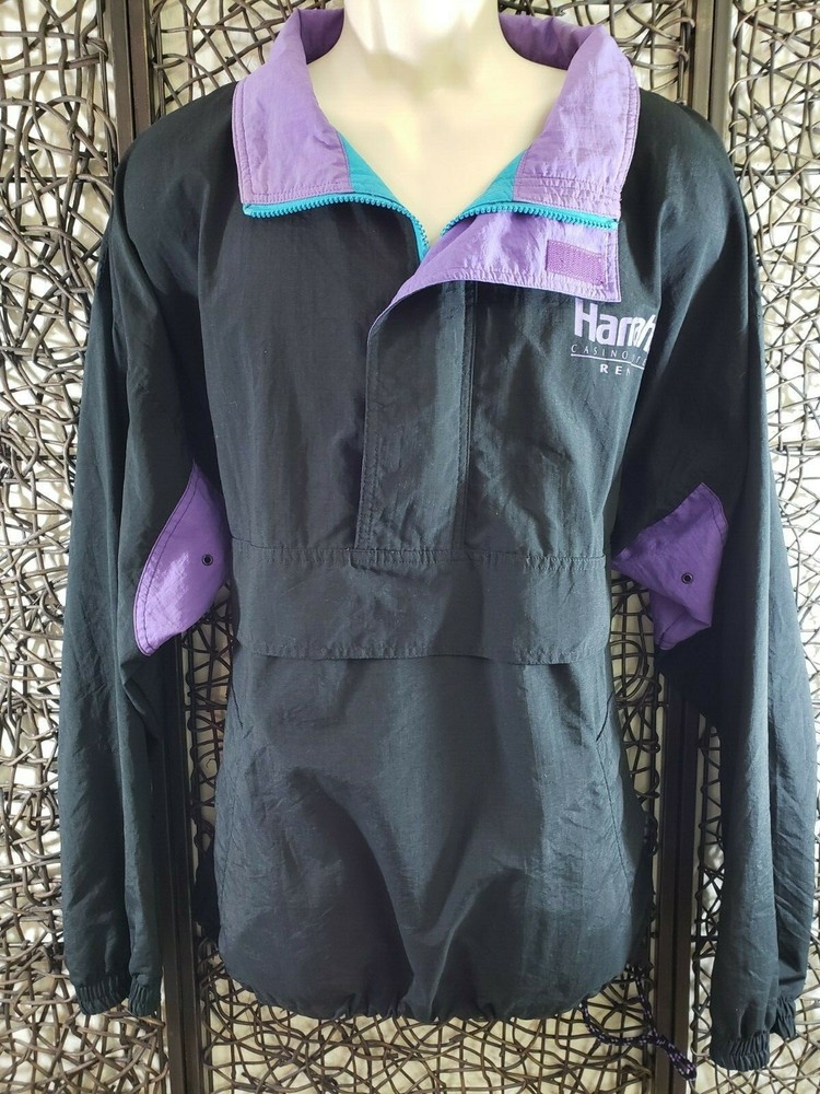 HARRAH'S RENO MENS LONG SLEEVE 1/2 ZIP PULLOVER WINDBREAKER JACKET SIZE L