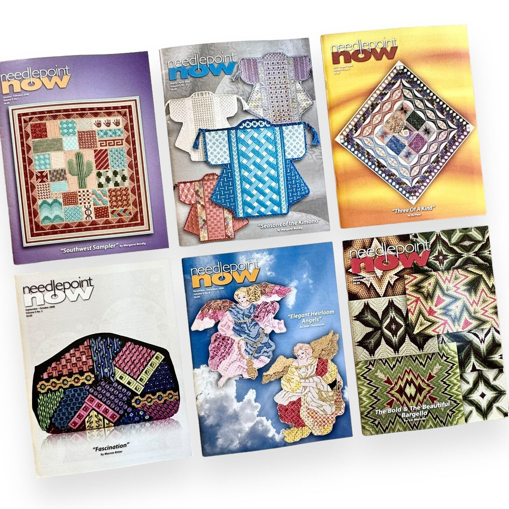 Lot/6 NEEDLEPOINT NOW Magazines Needlepoint Stitchery Techniques 2008/9 Ed.