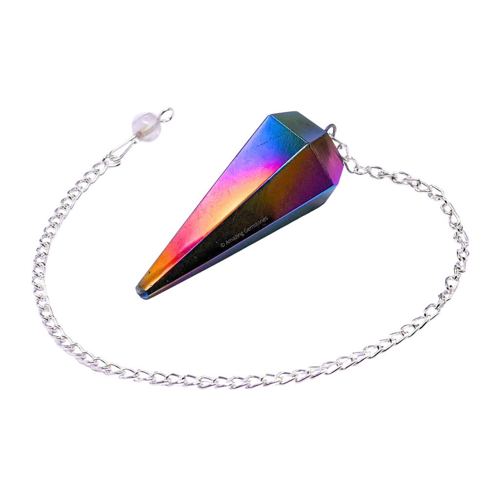 Titanium Aura Quartz Dowsing Crystal Pendulum