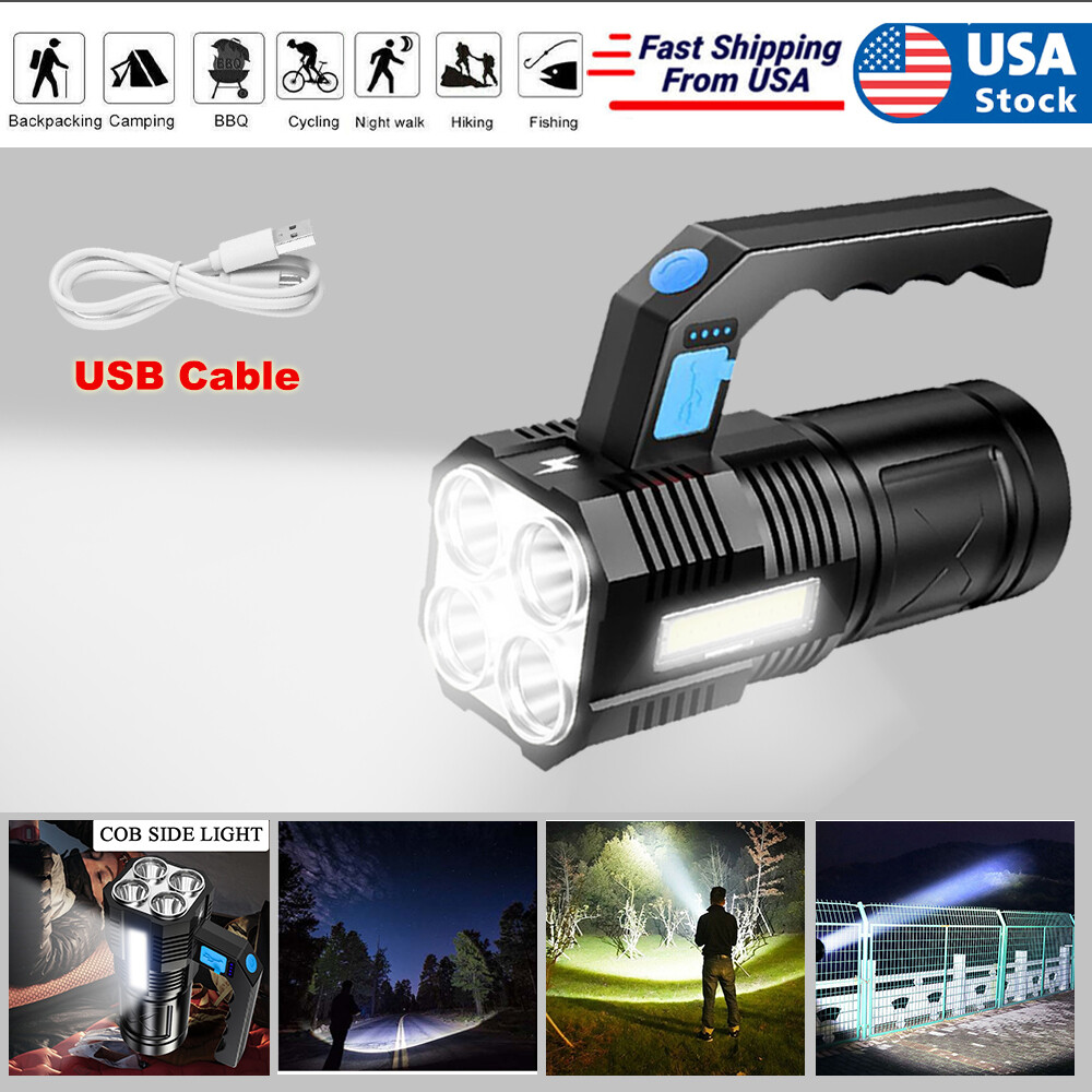 Powerful LED flashlight Tactical flashlight rechargeable work light 4 lighting
