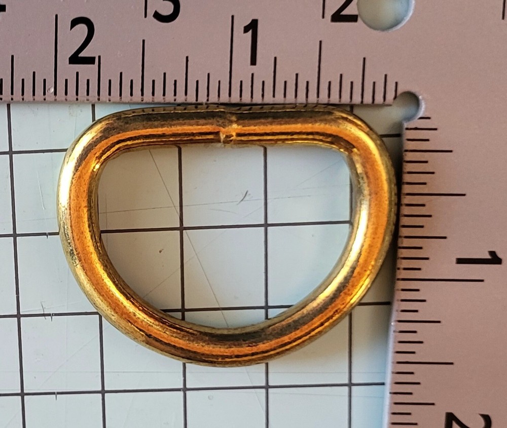 Brass Plated welded D Ring 1 1/4" - 5 Pack