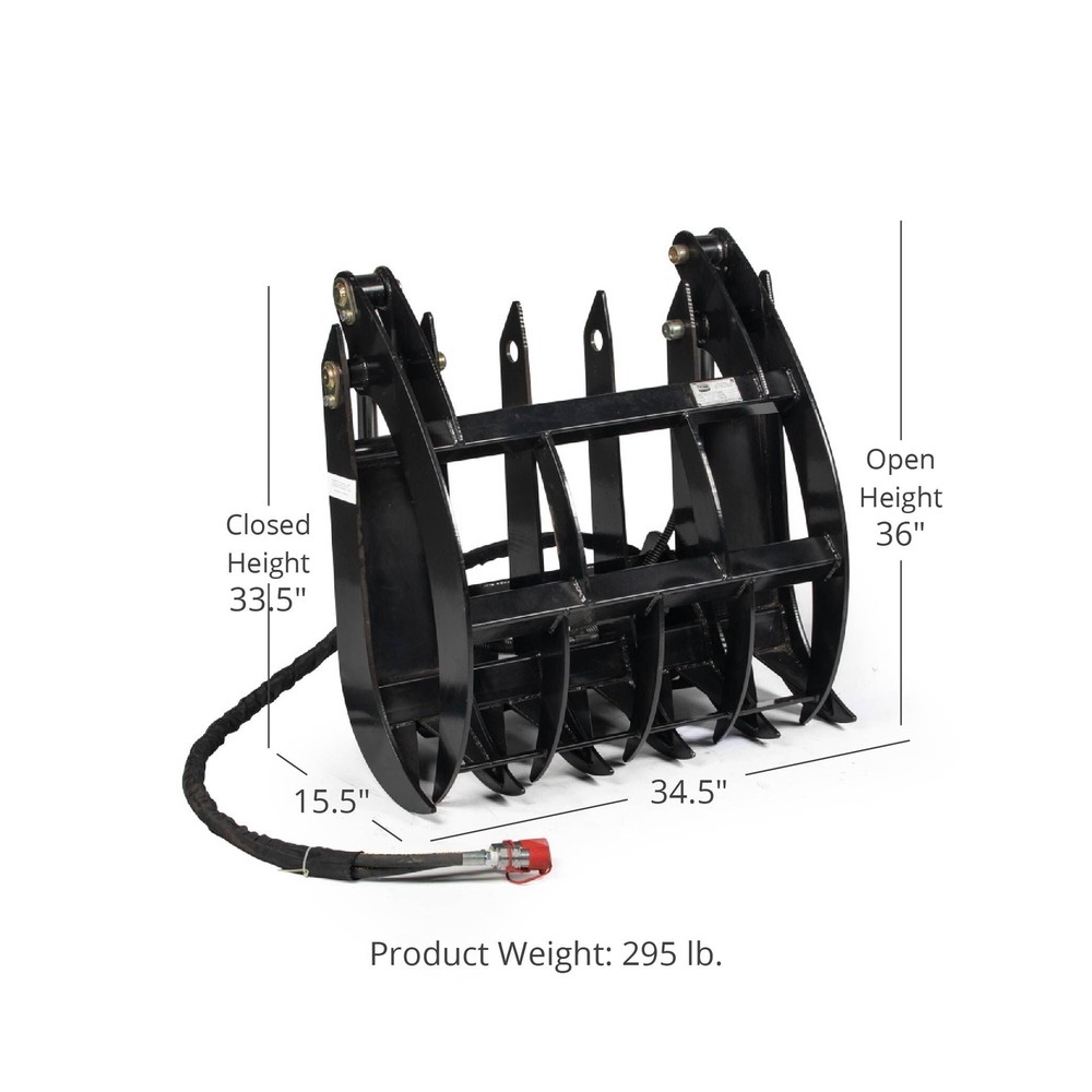Titan 34" Clamshell Root Grapple Rake Attachment Fits Mini Skid Steer
