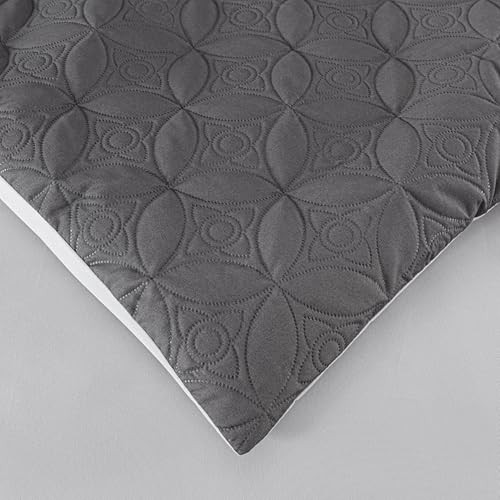 Upland 7-Piece Quilted Patchwork Comforter Set Queen Black/Gray/Light Gray