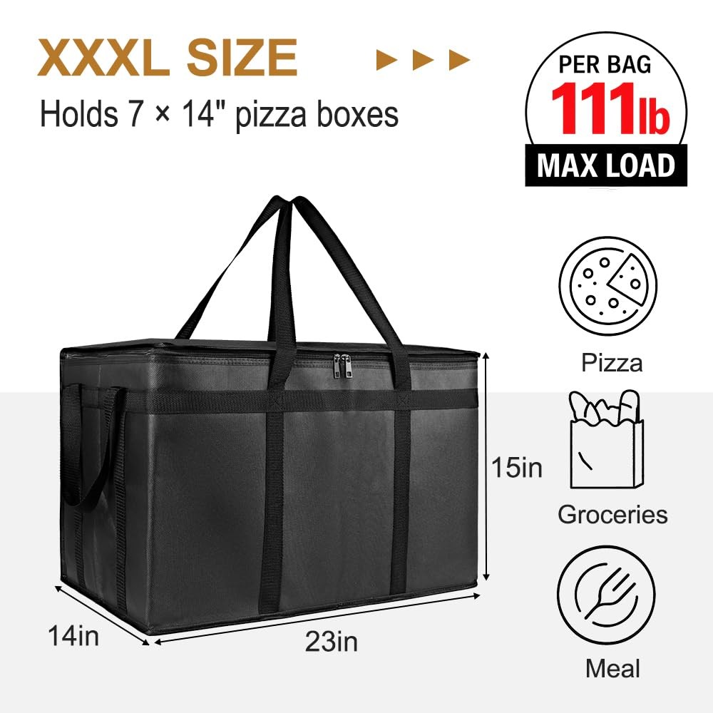 Insulated Food Delivery Bag Reusable Thermal Cooler Grocery Bags for Caterin...