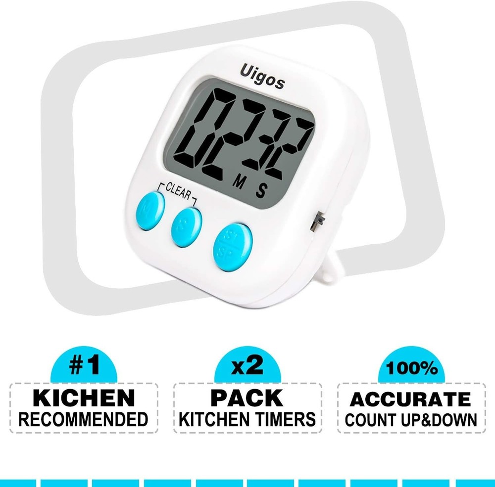 Versatile 2 Pack Kitchen Timer: Clear Display, Loud Alarm, Magnetic Backing