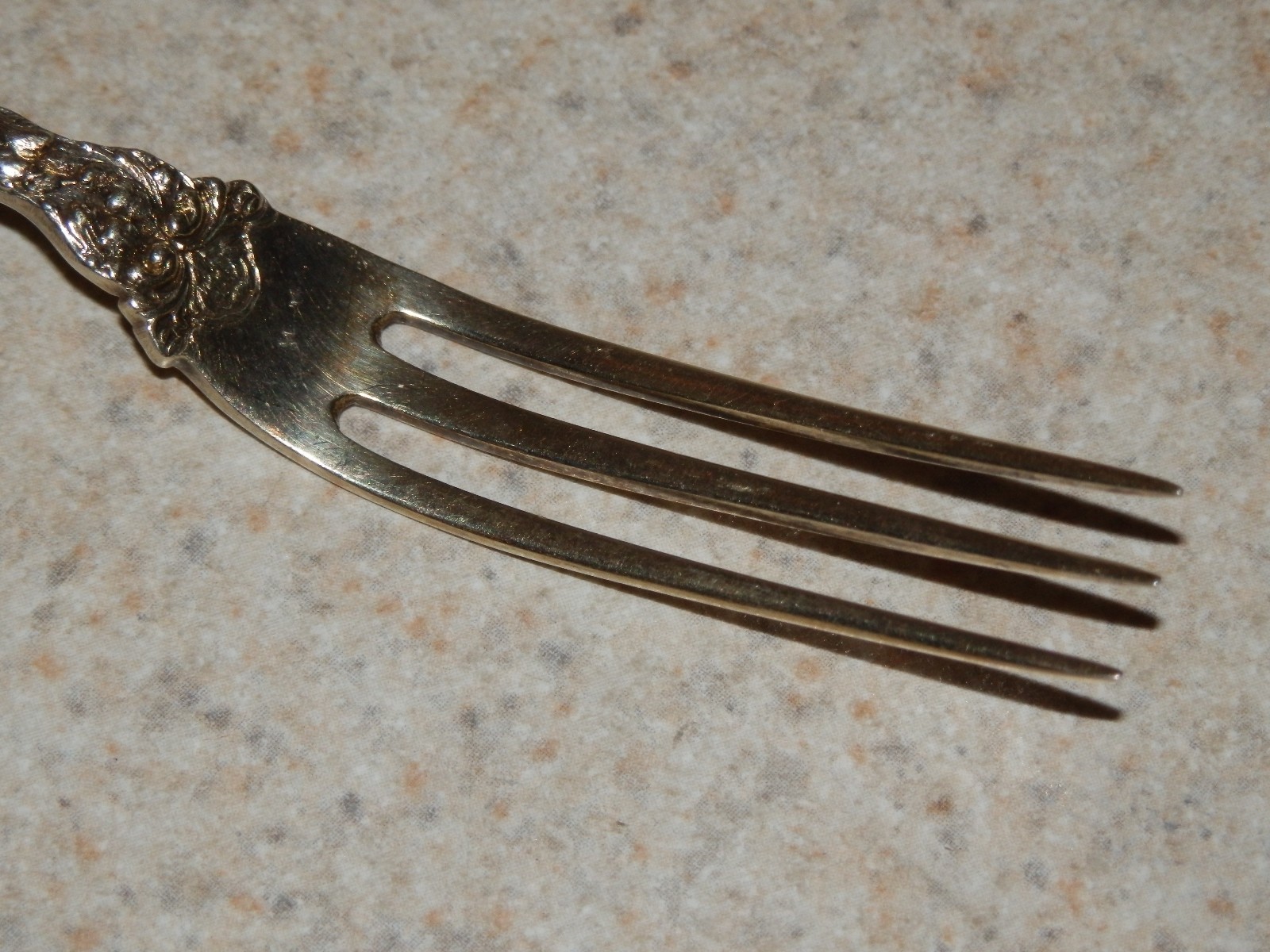 GORHAM STERLING FLATWARE CHRYSANTHEMUM PATTERN BERRY FORK GOLD WASH 4 5/8"