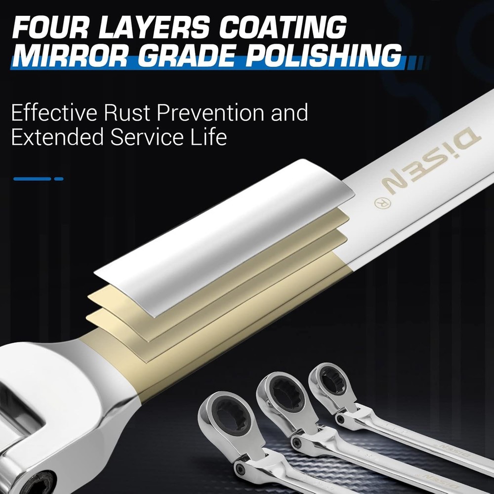 6-Piece Extra Long Flex Head Ratchet Wrench Set