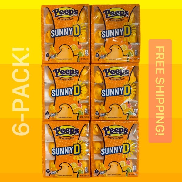 Peeps Sunny D 15 Count - 6 Pack!! - New Limited Easter Marshmallow Chicks