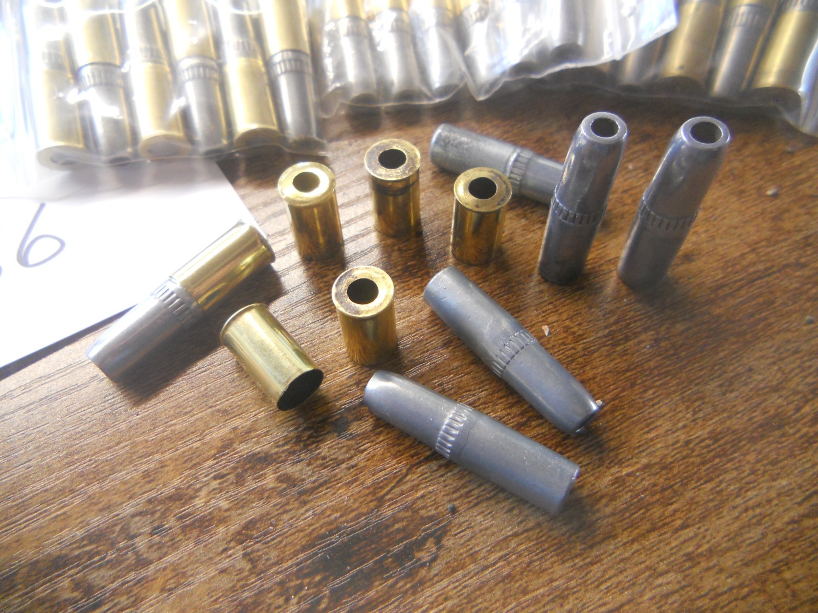 Hubley Colt 45 44 Set a 6 two piece. Bullets. open bottom #736