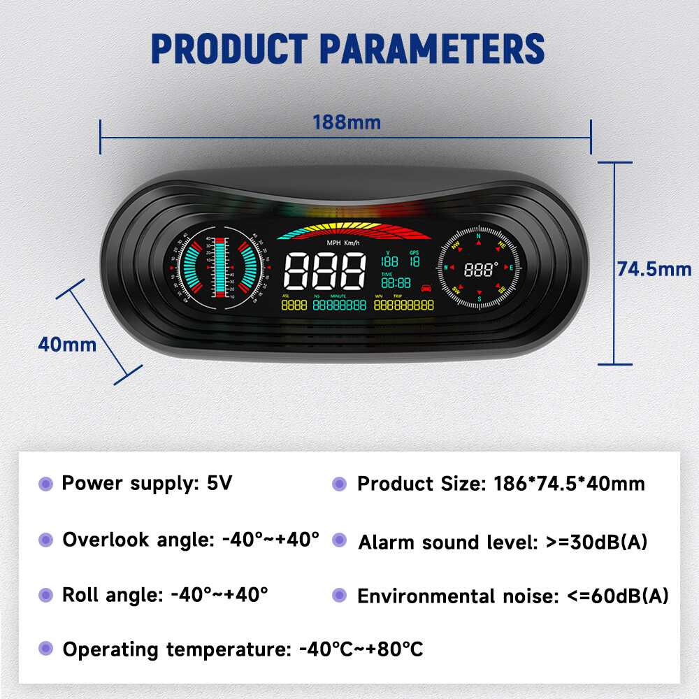 ANCEL P18 GPS Digital Speedometer Head Up Display Meter Compass High-precision