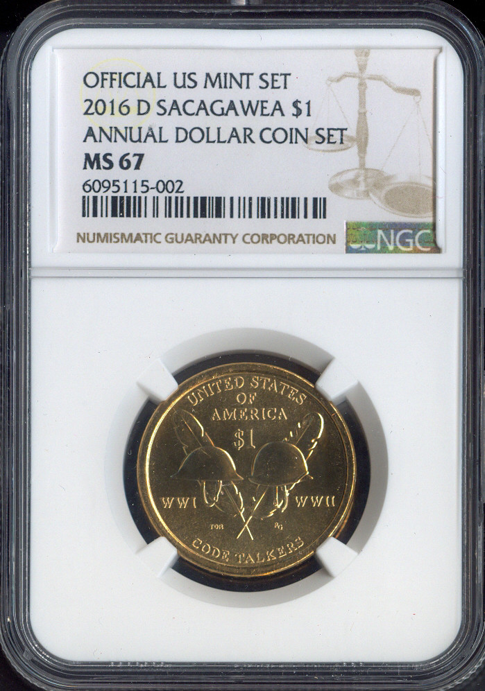 2016 D Sacagawea Dollar NGC MS67 Annual Set Quality