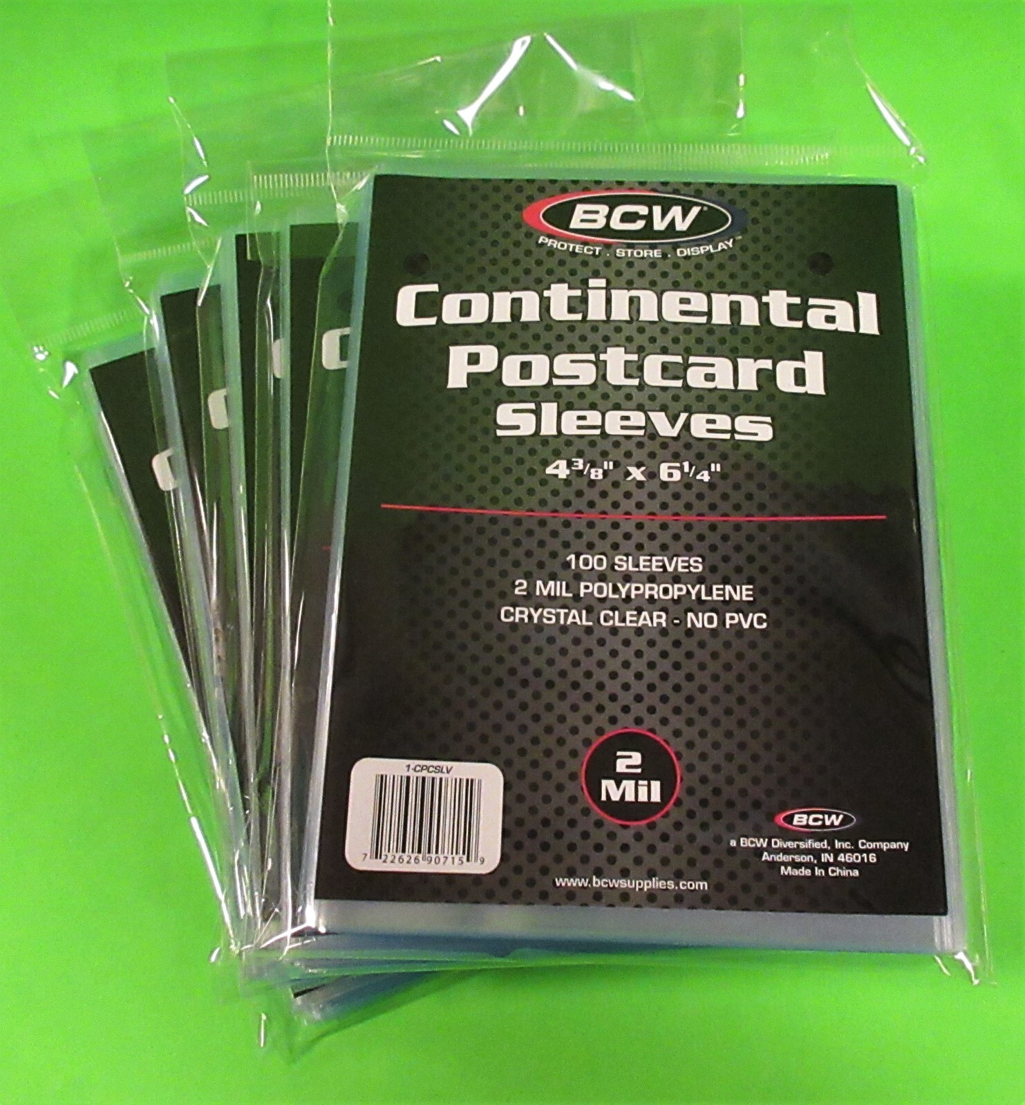 500 BCW CONTINENTAL POSTCARD SLEEVES, 2 MIL CRYSTAL CLEAR,4-3/8 X 6-1/4