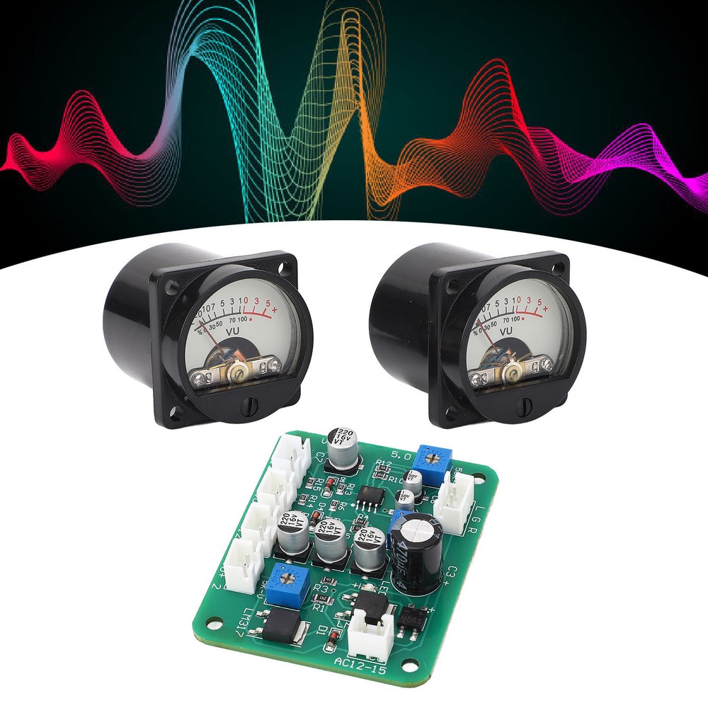 VU Meter Panel Kit 2x Warm Color Backlight Power Amplifier VU Meter With New