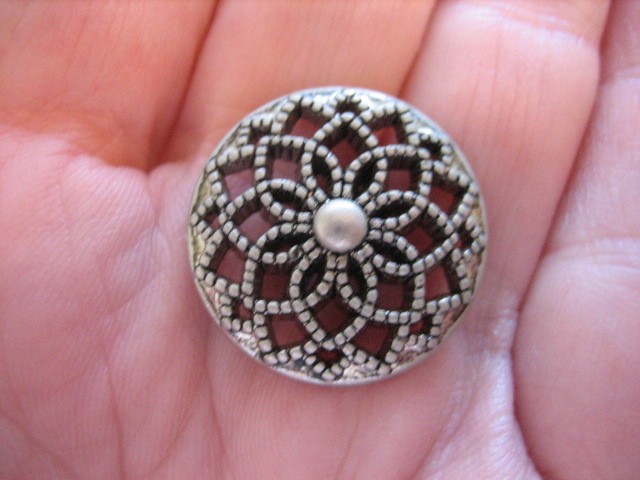 Vintage 13/16" Metal Pattern Button - V66