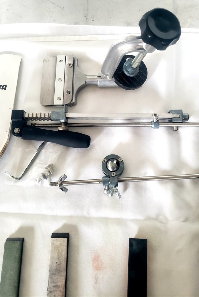 Wasabi Fix-Angle Adjustable Knife Sharpener Silver Black Metal Plastic