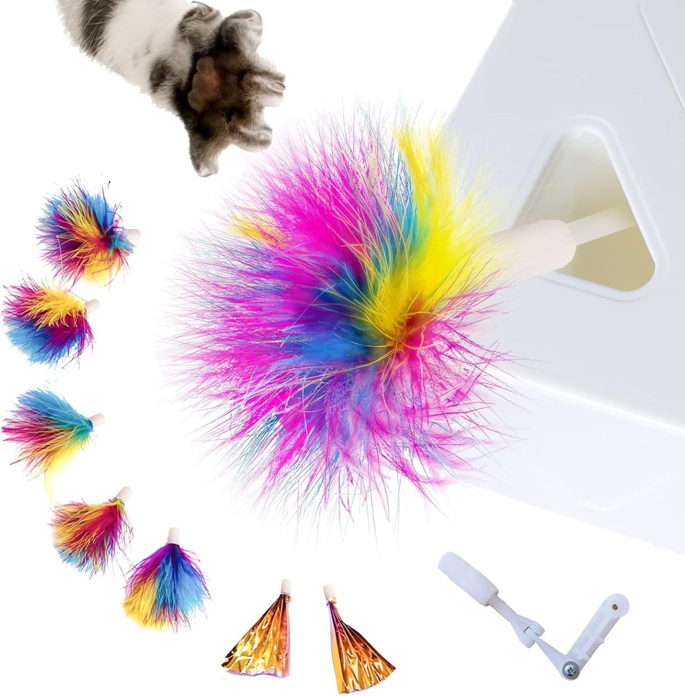 Migipaws Upgrade Rainbow Feather Replacement for Automatic Refill, Colorful