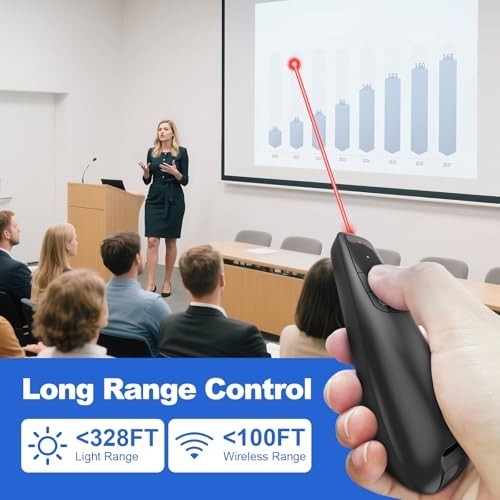 Wireless Presentation Clicker with Cases - Remote PowerPoint Pointer for Mac & P