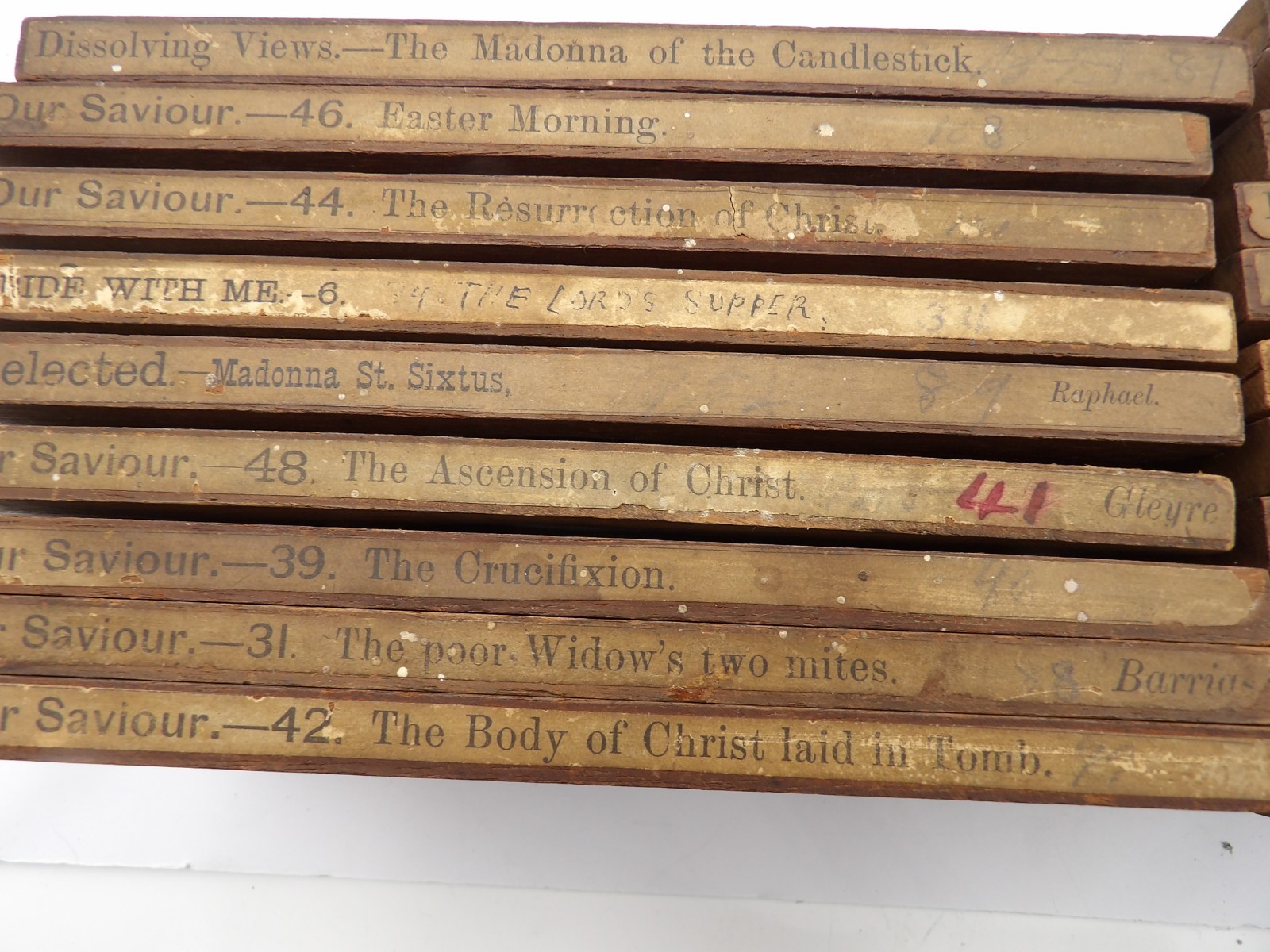 20 Magic Lantern 4x7 Wood Slides Christian Scenes