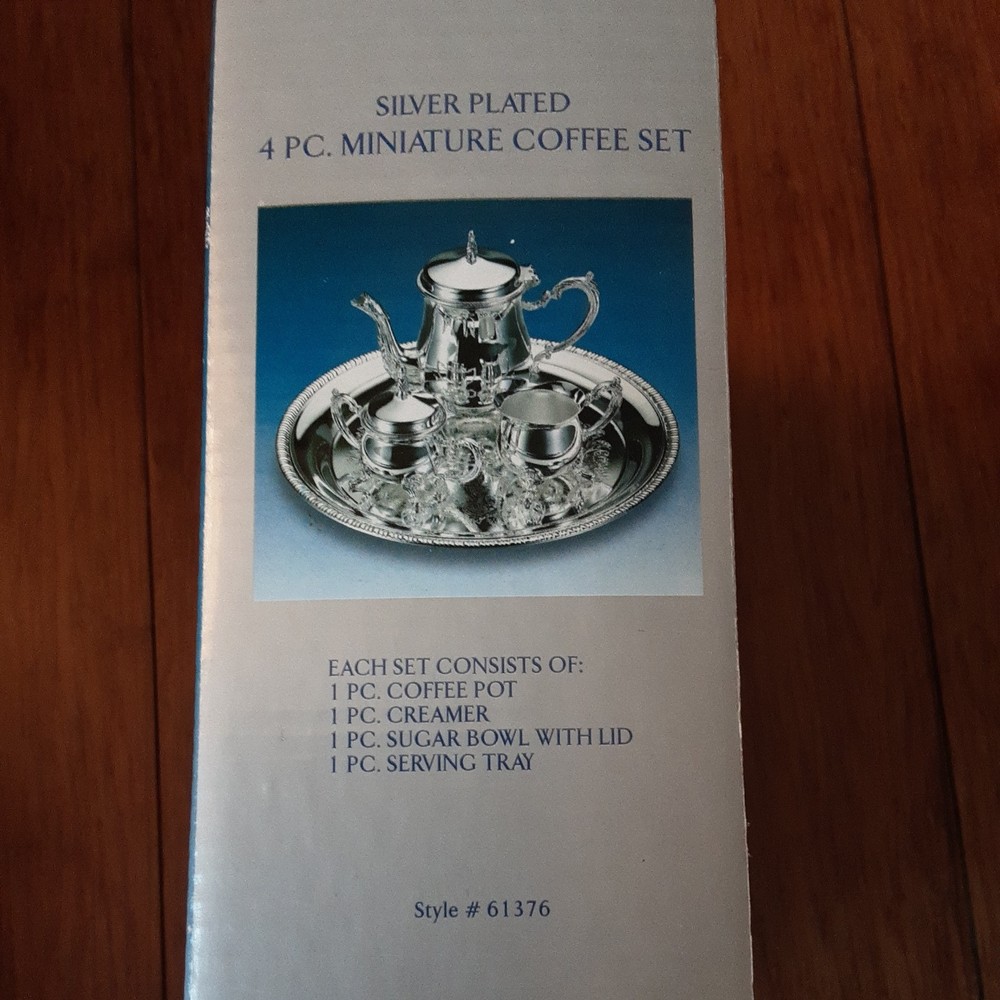 Silver Plated 4 PC. Miniature Tea/Coffee Set, original box