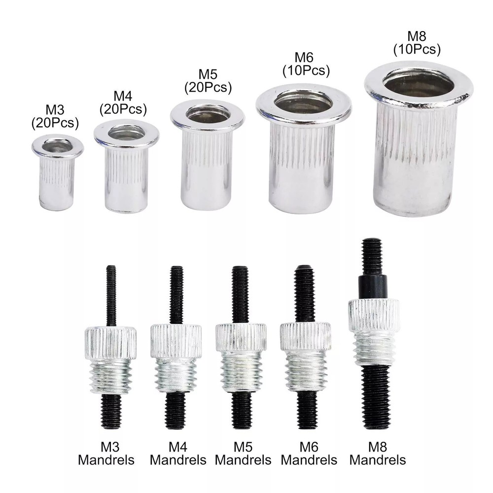 86Pc Threaded Nut Rivet Gun Insert Tool Riveter Rivnut Setter Riveting Kit M3-M8