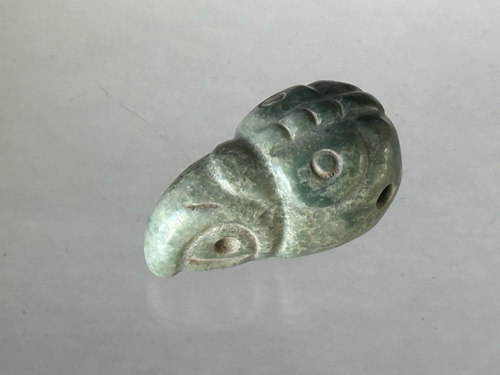 EXCEPTIONAL PRE-COLUMBIAN BIRD EFFIGY MAYAN JADE PENDANT FIGURINE IDOL MAYA, COA