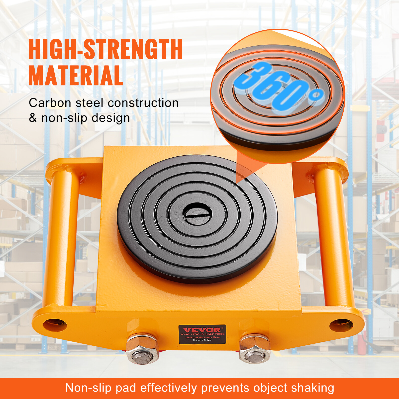 VEVOR Machinery Skate Dolly Machinery Mover 13200lbs/6T Carbon Steel 4 PU Wheels