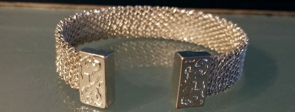 Boho Silvertone Texured Cuff Bracelet