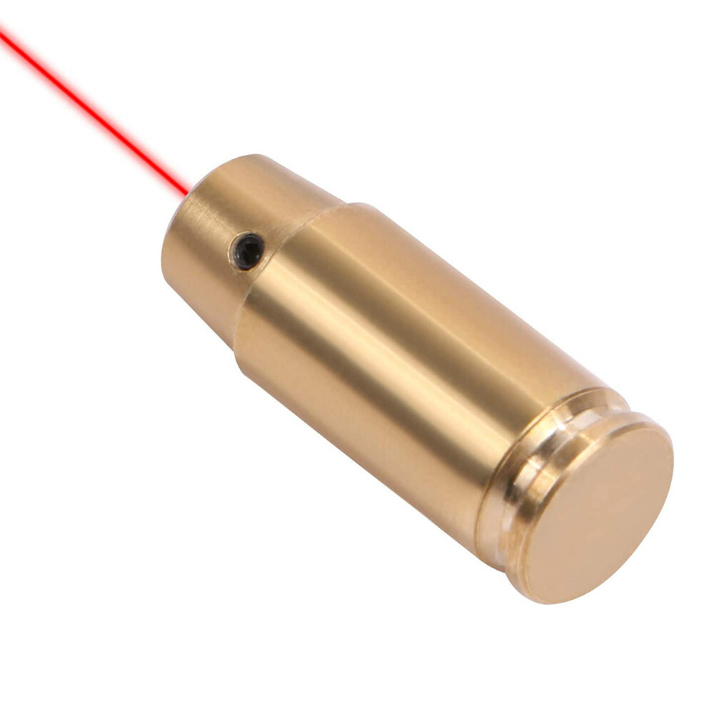 CAL 9mm Red Laser Bore Sight Brass Cartridge Bullet Shap Boresighter 6 Batteries