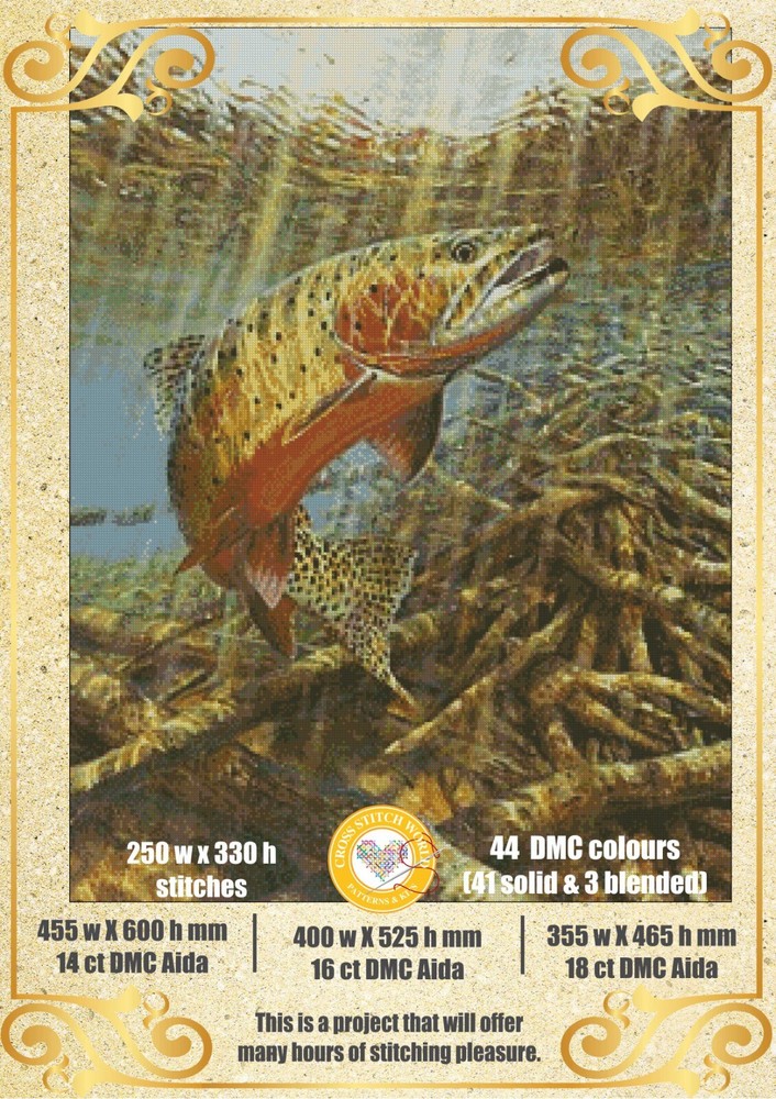 Fly Fishing 721 Chart Counted Cross Stitch Pattern Needlework