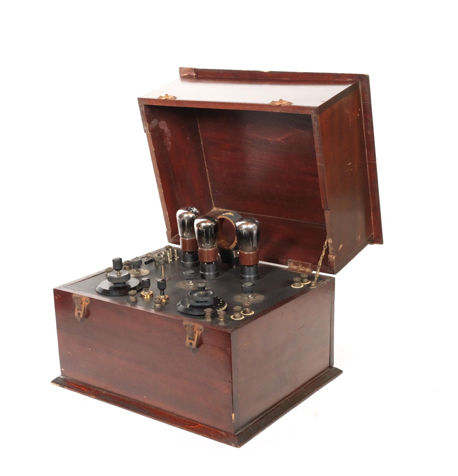 Ca. 1923-24 AJS Pattern 3-Valve Receiving Set w/Exposed Tubes & Plug-In Coil