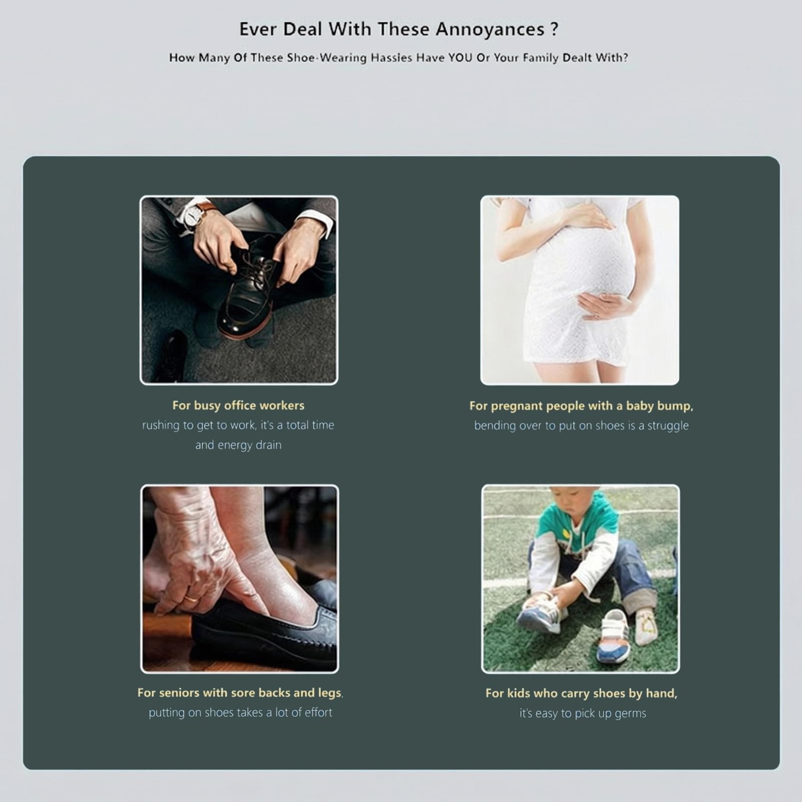 YIZIYAOH 11.8 inch Stainless Steel Shoe Horn, 2mm Thick, inch, Silver