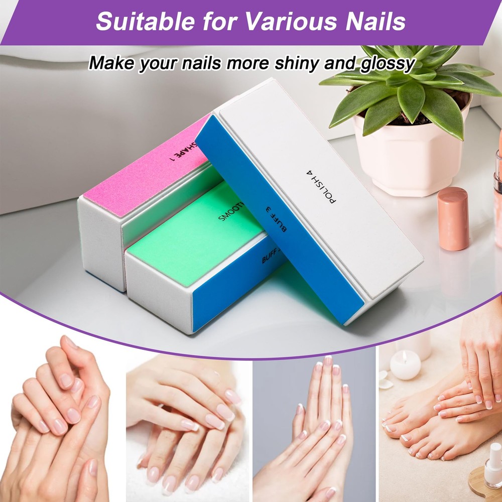 10 PCS Nail Buffing Block, 4 Way Buffer Block File Multicolor