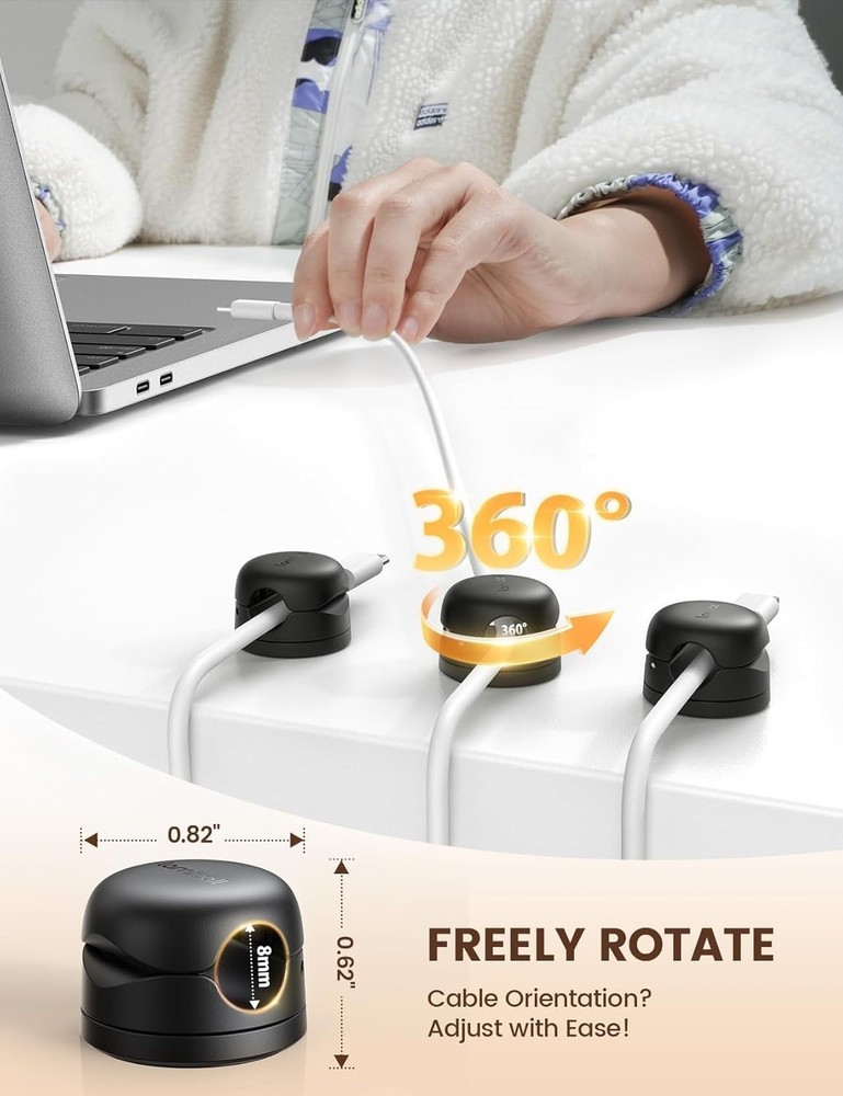6-Piece Adhesive Cable Organizers – Durable, Stylish, and Tangle-Free Solution