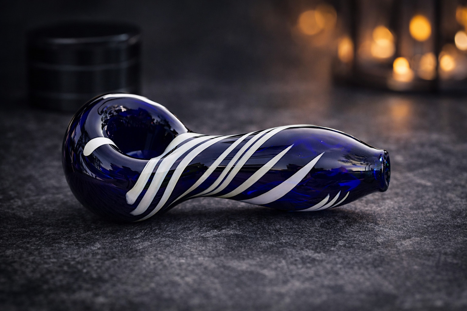 4 Inch Hand Blown Glass Pipe Blue with White Swirl Design Great Price
