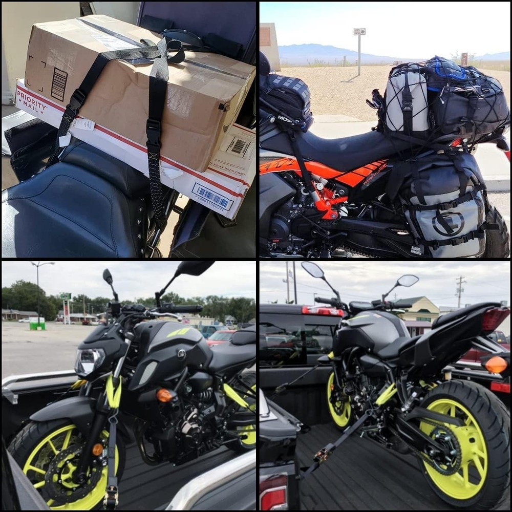 6 Pack Black Soft Loop Tie Down Straps, 1500Lbs Load Capacity - Secure Your ATV