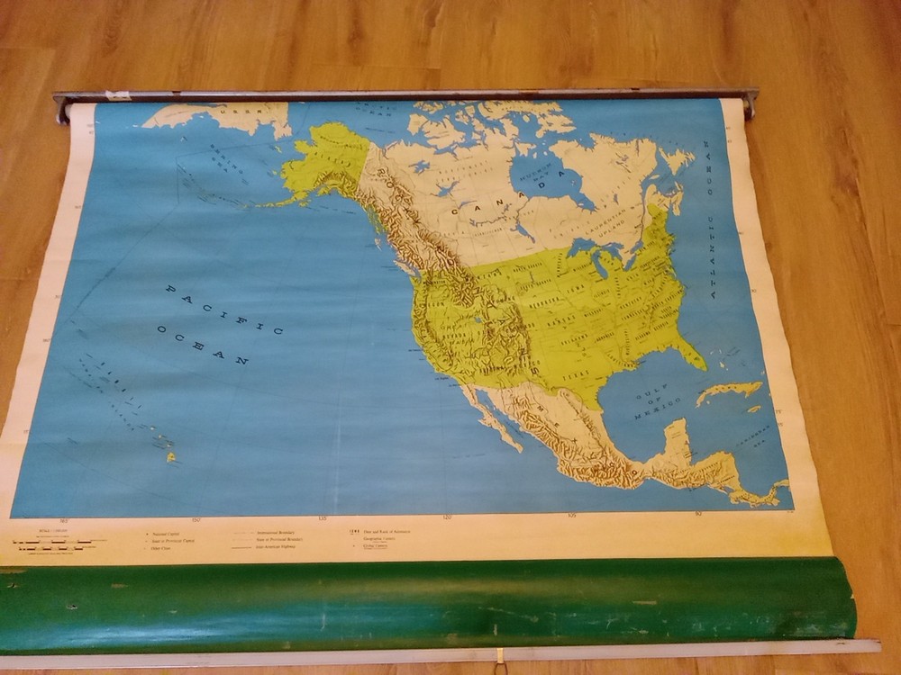 Vintage Pull Down School House Map