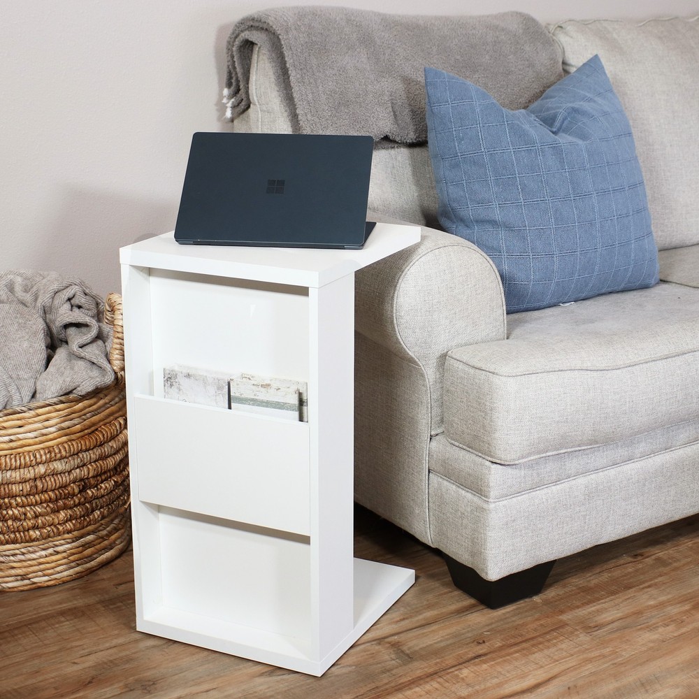 2-in-1 Multi-Use Accent Side Table - White by Sunnydaze