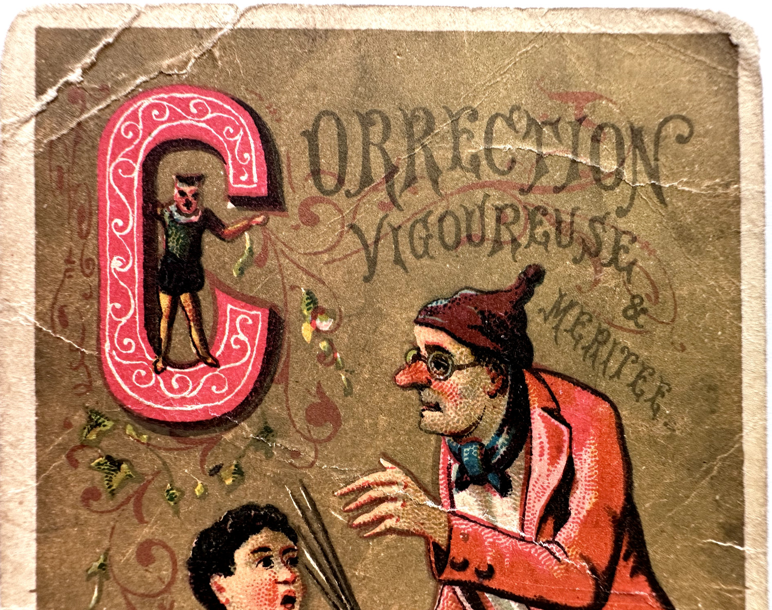 SOLLERS & CO FINE SHOES MISCHIEVOUS CHILD & ELDER VICTORIAN TRADE CARD - J785