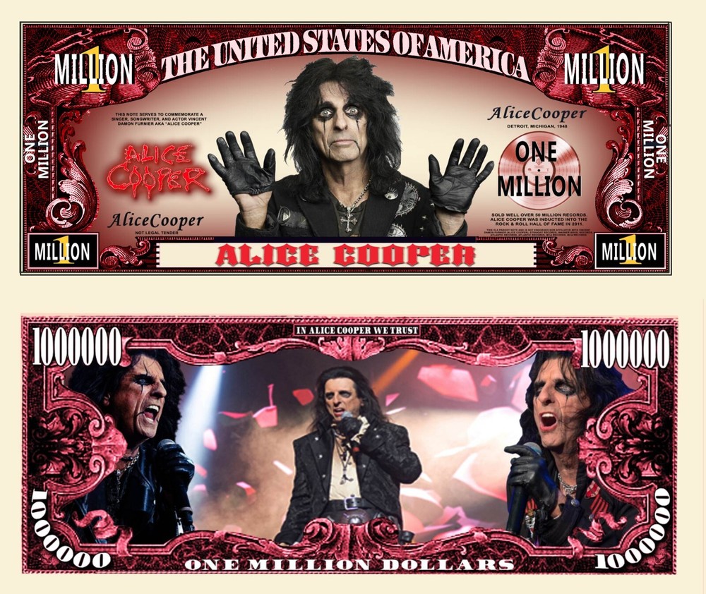 OUR ALICE COOPER NOVELTY NOTE AND BILL (25 Each)