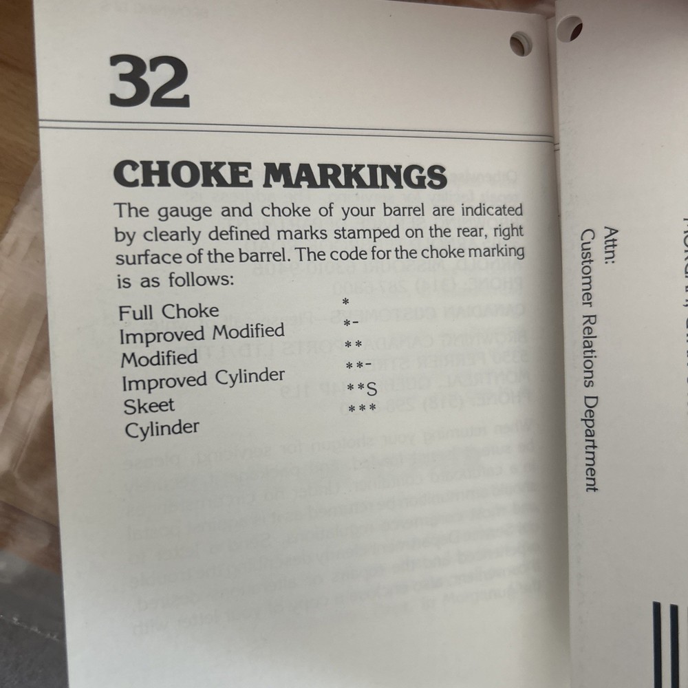 Browning BPS Factory Instruction Manual