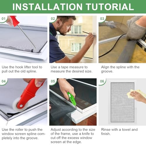 48"X236" Window Screen Replacement Kit, 6 in 1 Window Screen 48"x236"with Tools